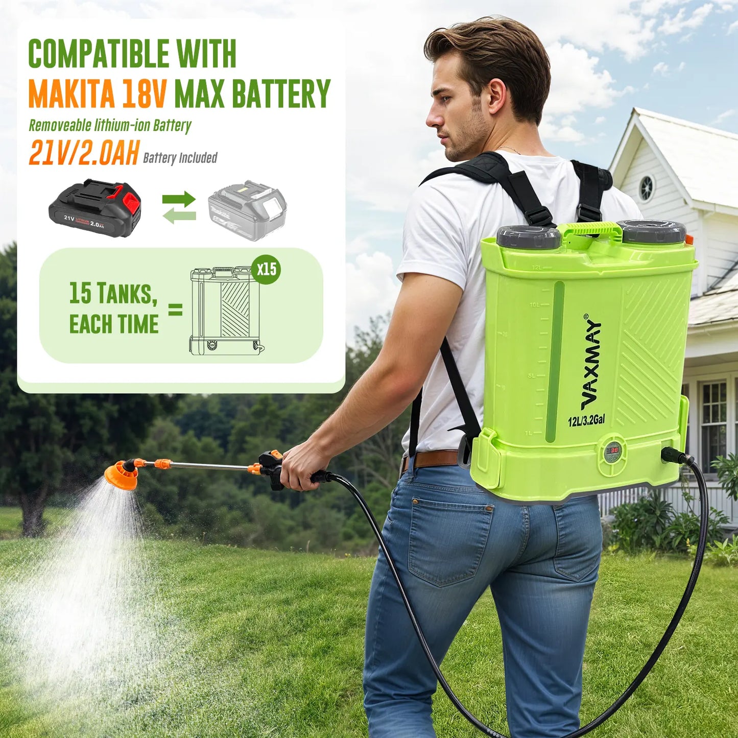 Battery-powered backpack sprayer