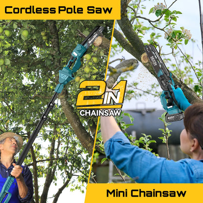 2-in-1 Cordless High Pole Saw and Mini Chainsaw