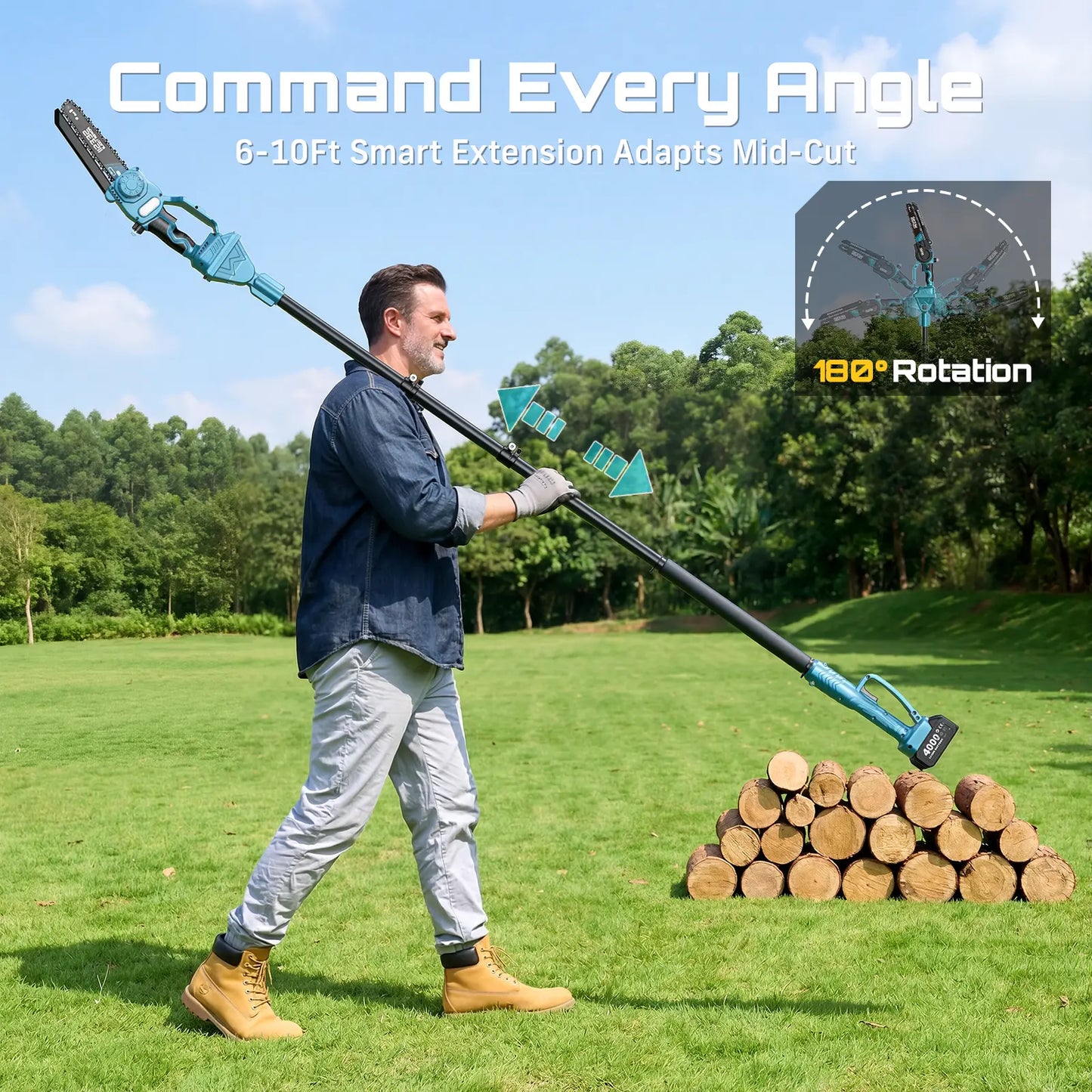 2-in-1 Cordless High Pole Saw and Mini Chainsaw