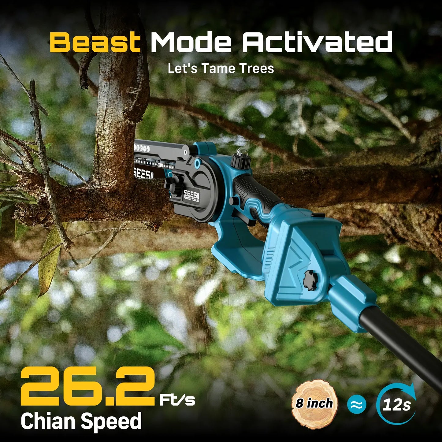 2-in-1 Cordless High Pole Saw and Mini Chainsaw